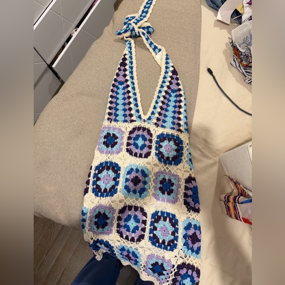 Beginning Boutique Multicolor Crochet Halter Dress